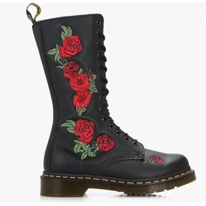 NWT- Dr. Martens ‘1914 Vonda’ Leather Mid Calf Rose Embroidered Combat Boots